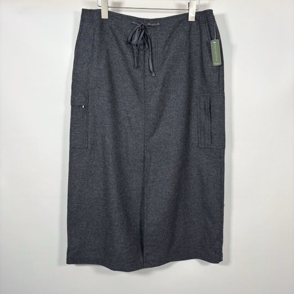 Eddie Bauer Wool Cargo Carpenter Maxi Midi Skirt Charcoal Gray - 14 Petite - NWT